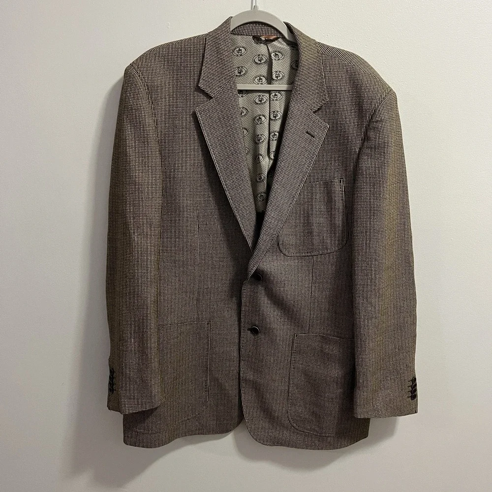 Vintage Nat Nast Large Men Vintage Twill‎ Wool Sport Coat Brown Tan